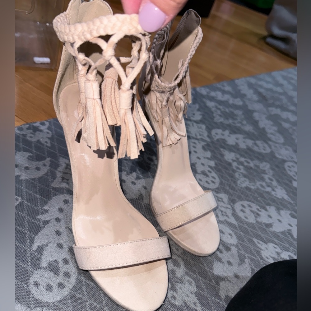 Charlotte Russe Beige Heels with Tassels